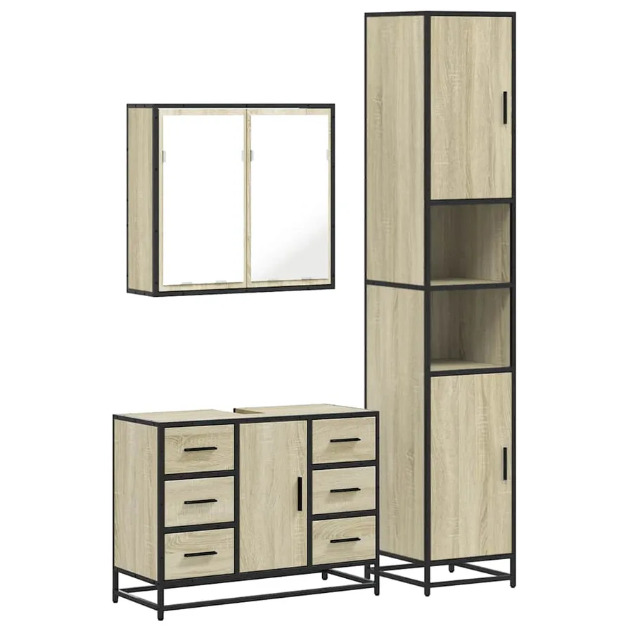 Ensemble de meubles de salle de bain 3 pcs chêne sonoma - 2