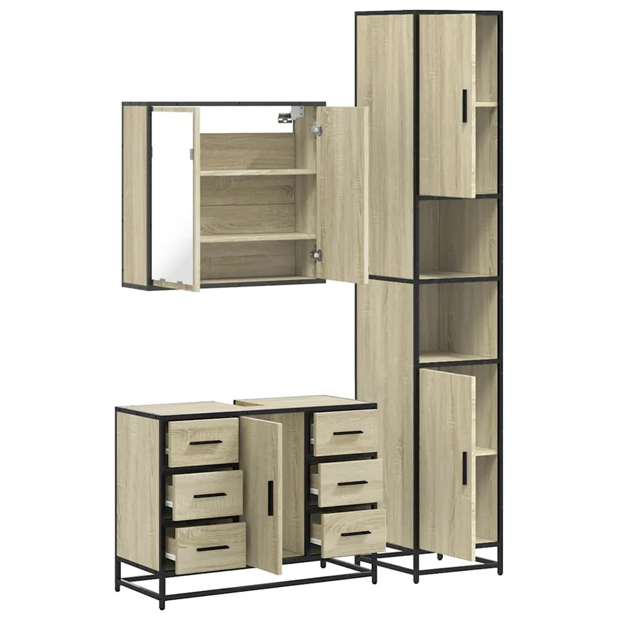 Ensemble de meubles de salle de bain 3 pcs chêne sonoma - 8