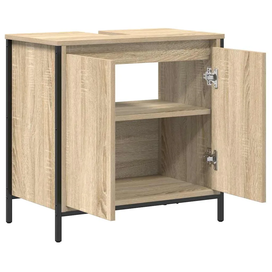 Meuble de salle de bain lavabo chêne sonoma 60x34,5x60 cm - 5