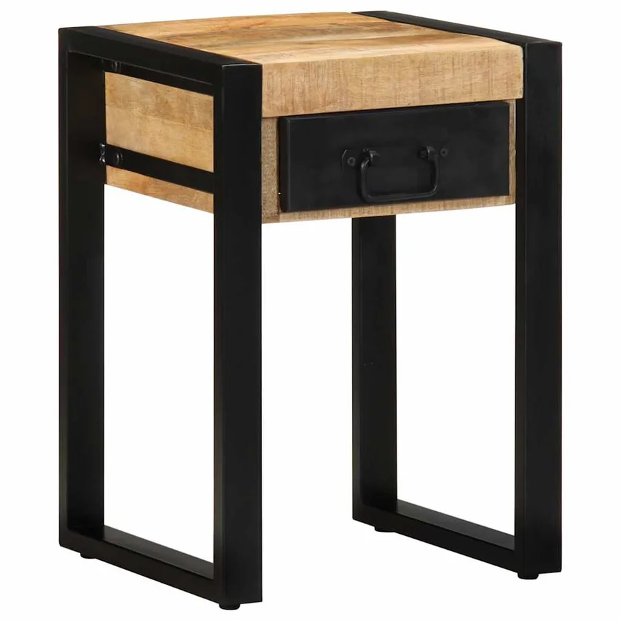 Table d'appoint 35x35x50 cm bois massif de manguier brut - 12