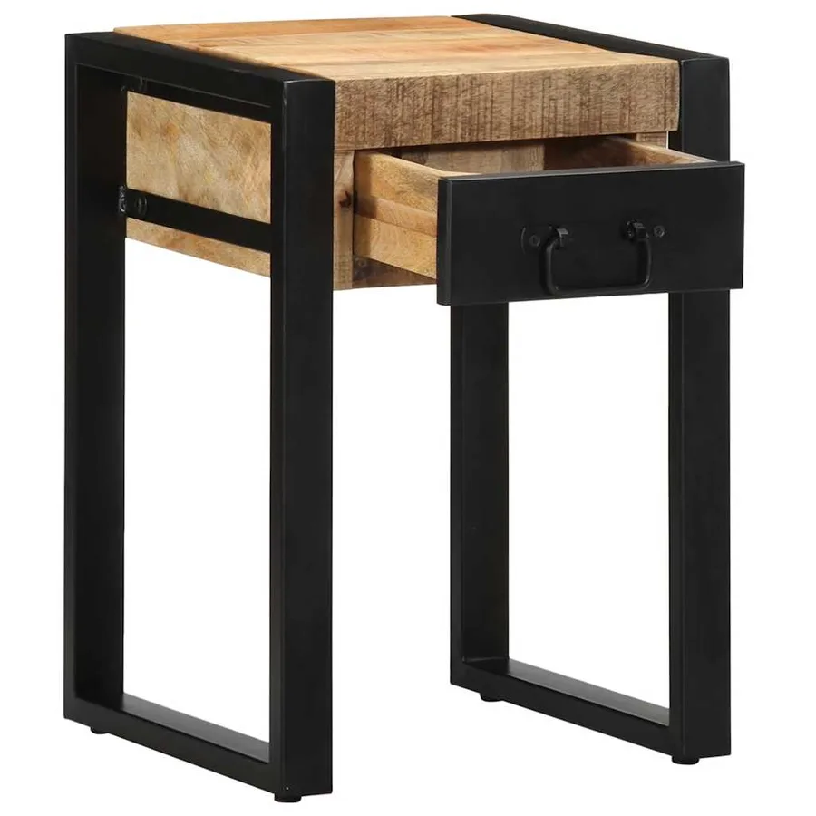 Table d'appoint 35x35x50 cm bois massif de manguier brut - 3