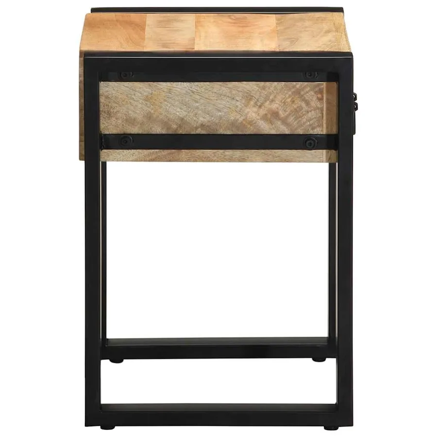 Table d'appoint 35x35x50 cm bois massif de manguier brut - 4