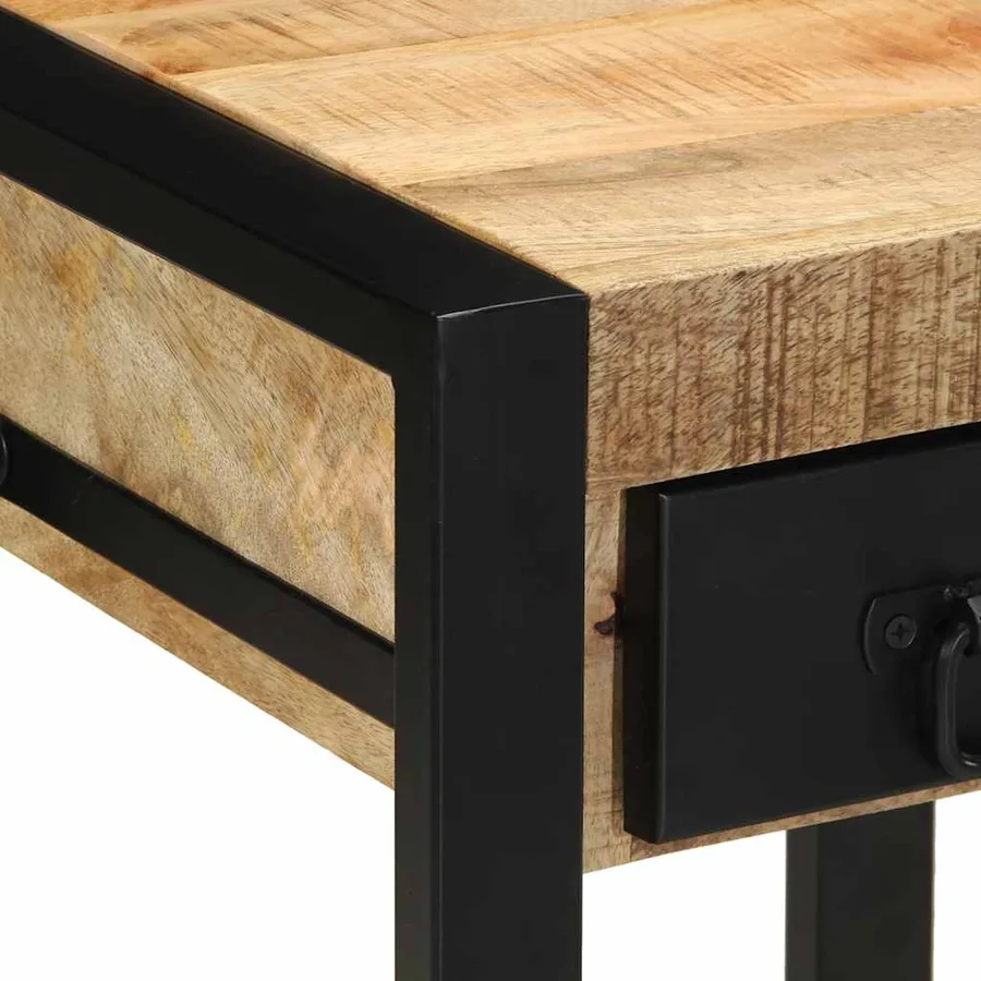 Table d'appoint 35x35x50 cm bois massif de manguier brut - 6