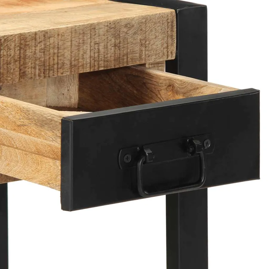 Table d'appoint 35x35x50 cm bois massif de manguier brut - 7