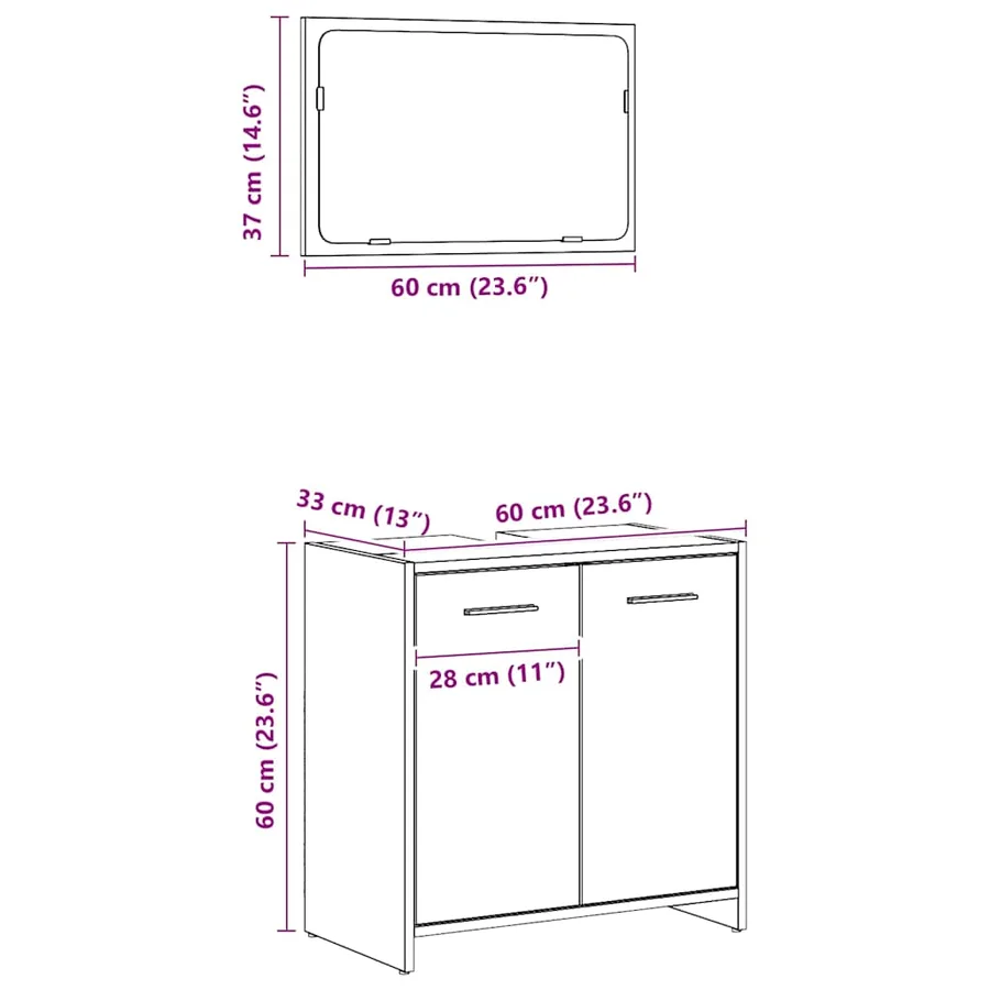Armoire de salle de bain avec miroir chêne artisanal - 10