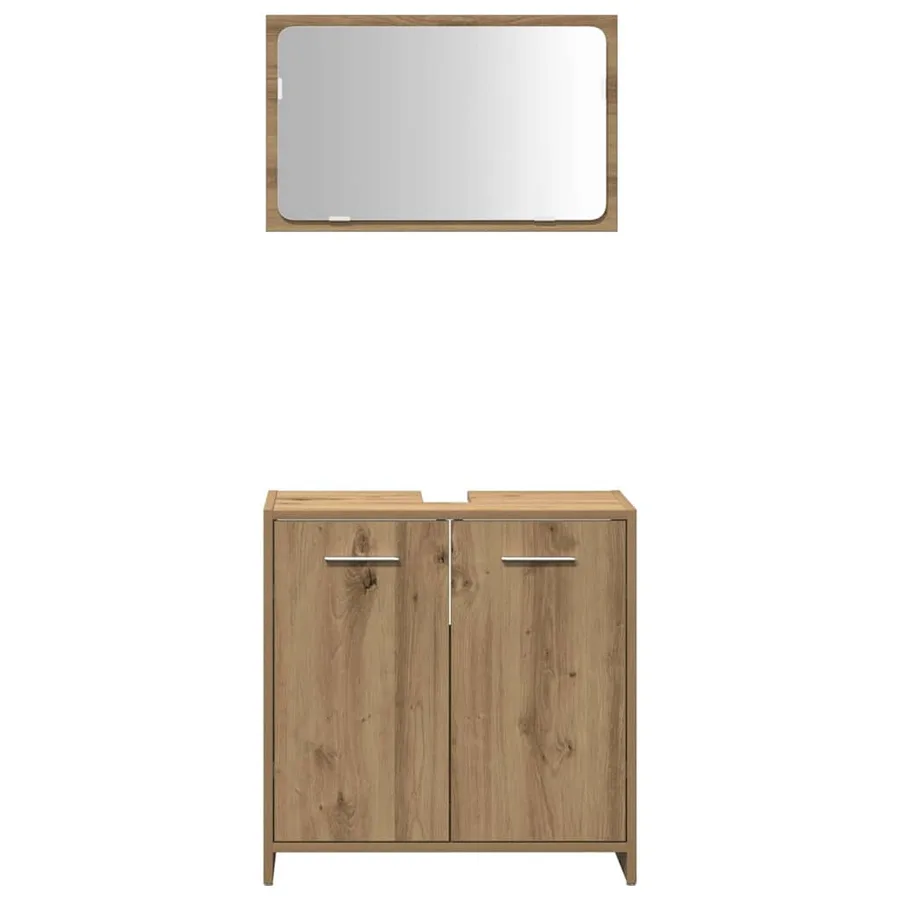 Armoire de salle de bain avec miroir chêne artisanal - 4