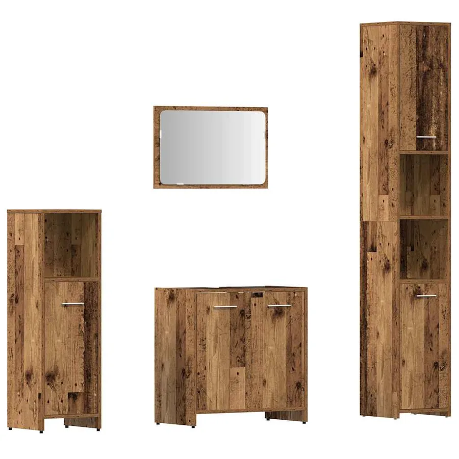 Ensemble de meubles salle de bain 4 pcs bois d'ingénierie - 2