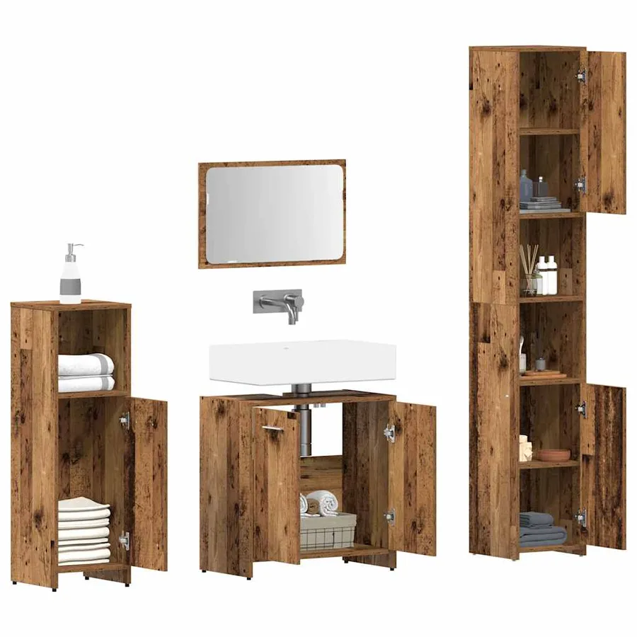 Ensemble de meubles salle de bain 4 pcs bois d'ingénierie - 3