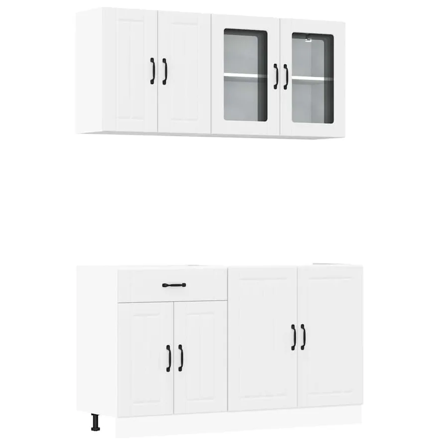 Ensemble de 4 meubles de cuisine "Lucca" en bois d'ingénierie blanc - 2