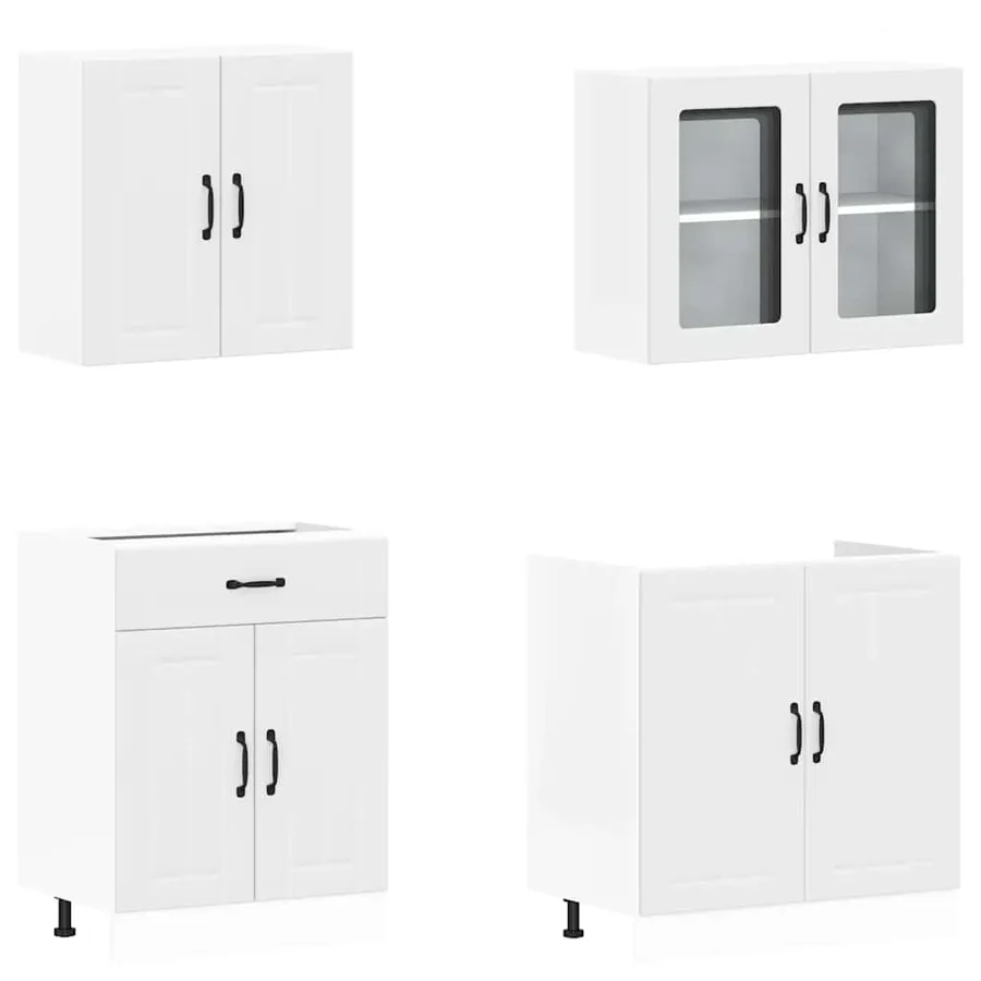 Ensemble de 4 meubles de cuisine "Lucca" en bois d'ingénierie blanc - 4
