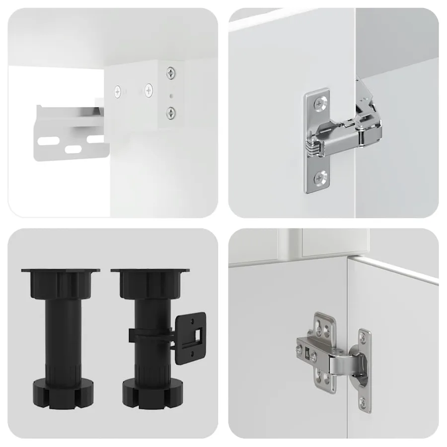 Ensemble de 4 meubles de cuisine "Lucca" en bois d'ingénierie blanc - 6