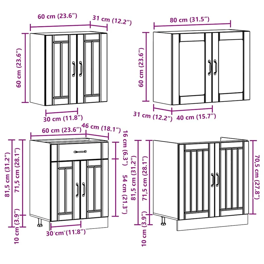 Ensemble de 4 meubles de cuisine "Lucca" en bois d'ingénierie blanc - 8