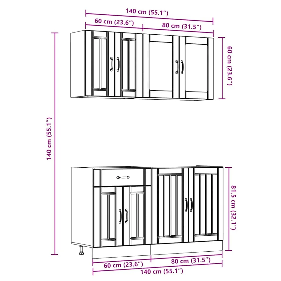 Ensemble de 4 meubles de cuisine "Lucca" en bois d'ingénierie blanc - 9