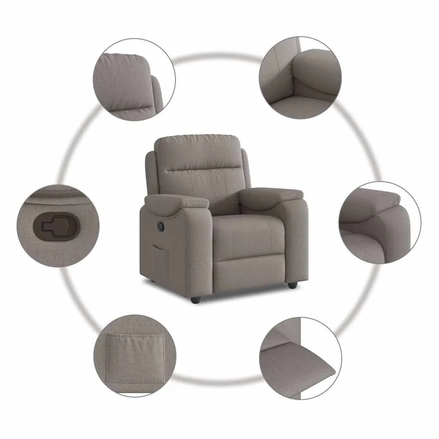 Fauteuil inclinable Taupe Tissu - 7
