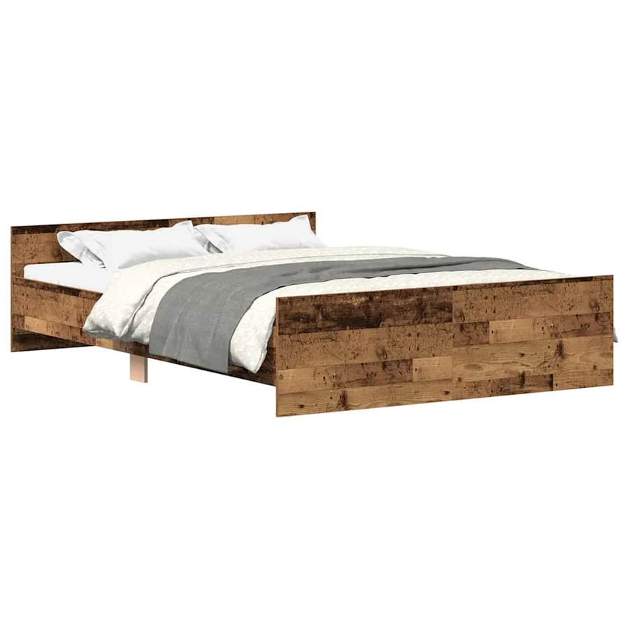 Cadre de lit sans matelas vieux bois 140x190 cm bois ingénierie - 2