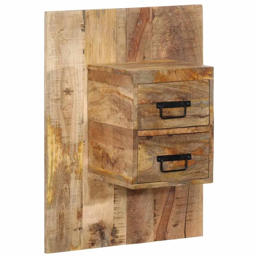 Table de chevet 60x32x80 cm bois massif de manguier brut - 3