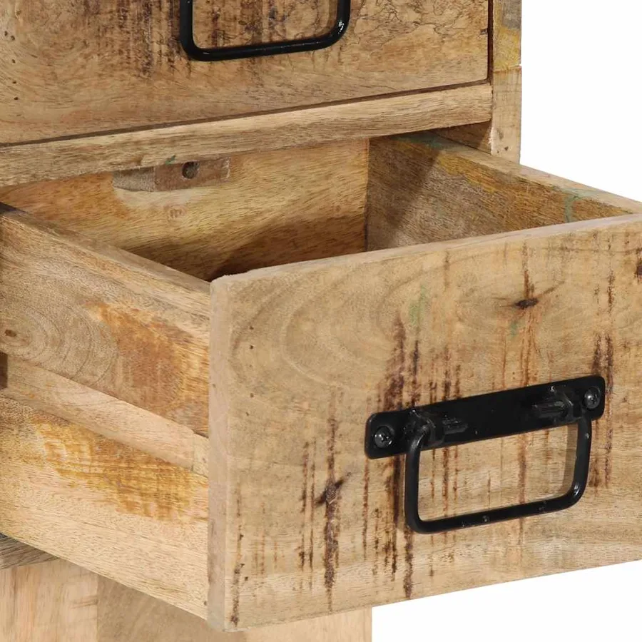 Table de chevet 60x32x80 cm bois massif de manguier brut - 7