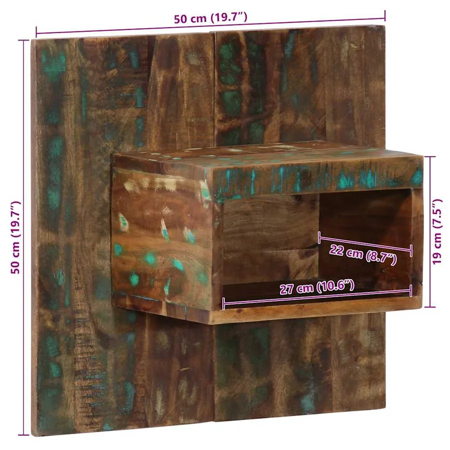 Table de chevet multicolore 50x27x50 cm bois de récupération - 10