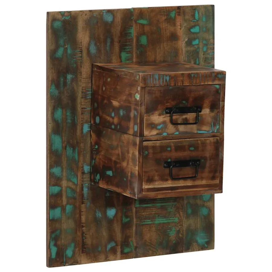 Table de chevet multicolore 60x32x80 cm bois de récupération - 13