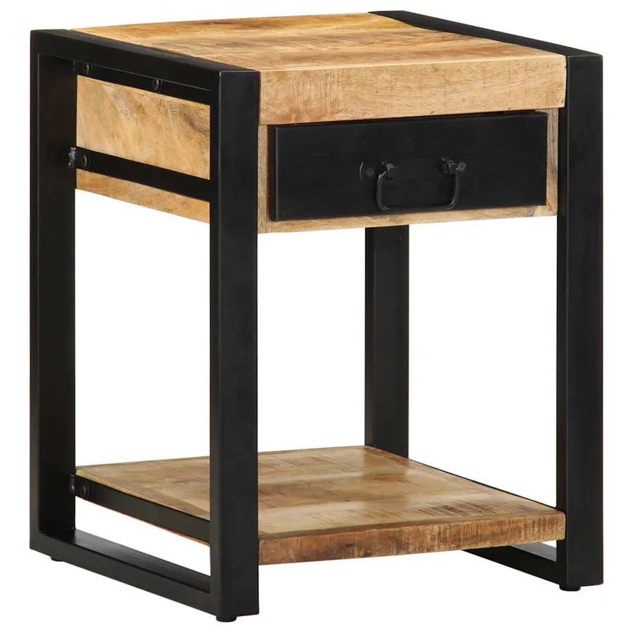 Table d'appoint 40x40x50 cm bois massif de manguier brut - 11