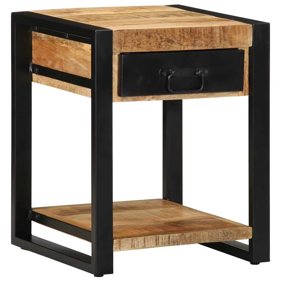 Table d'appoint 40x40x50 cm bois massif de manguier brut - 12