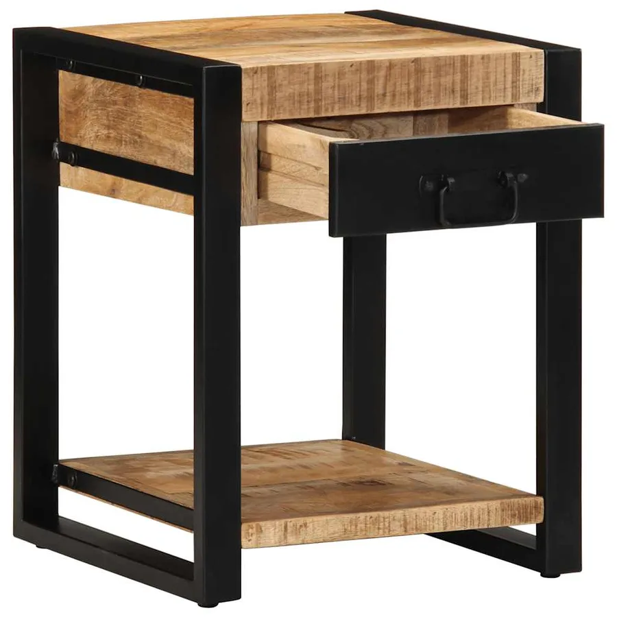 Table d'appoint 40x40x50 cm bois massif de manguier brut - 3