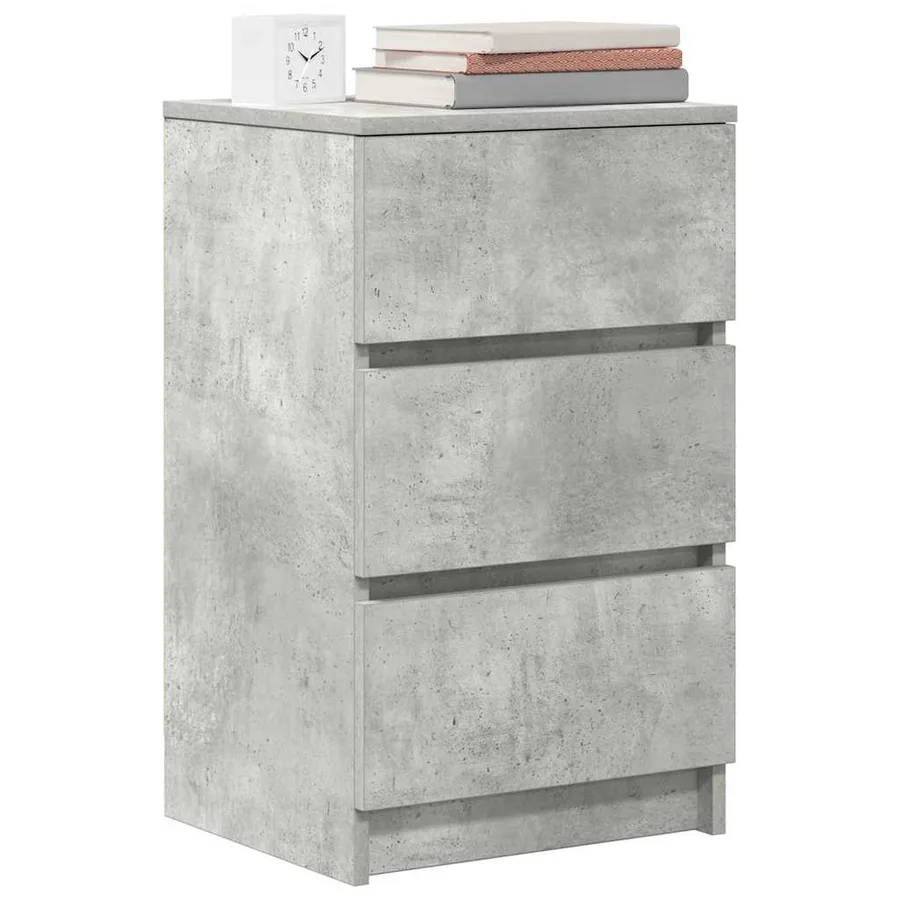 Table de chevet avec 3 tiroirs gris béton 39x35x65 cm - 4