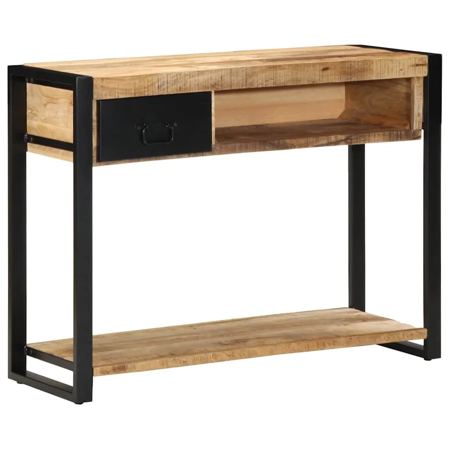 Table console 100x35x75 cm bois de manguier massif brut - 11