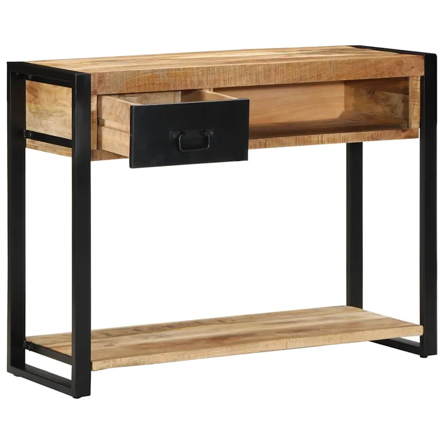 Table console 100x35x75 cm bois de manguier massif brut - 3