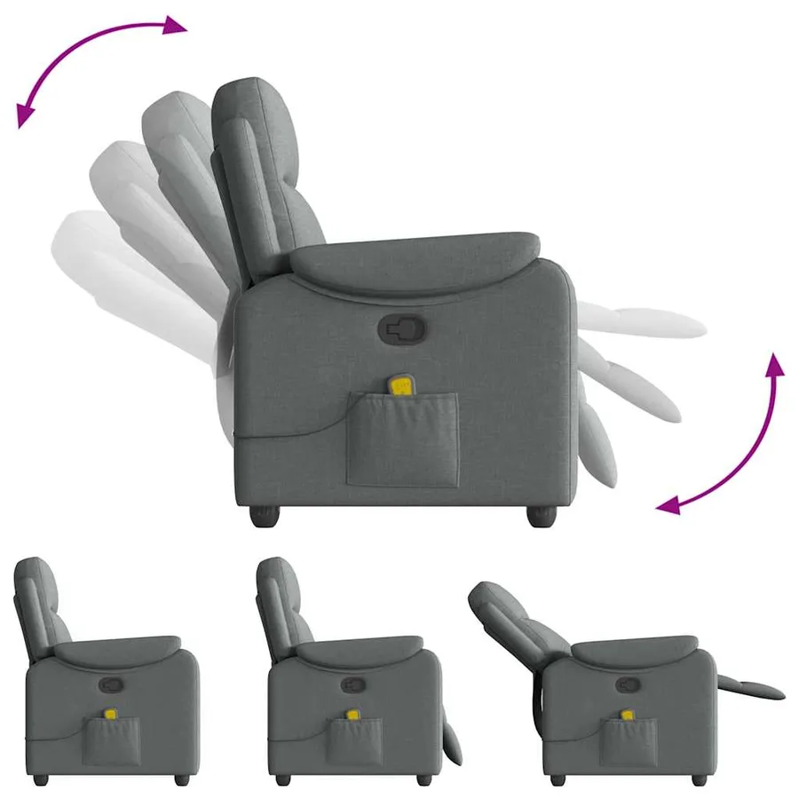 Fauteuil de massage inclinable Gris foncé Tissu - 7