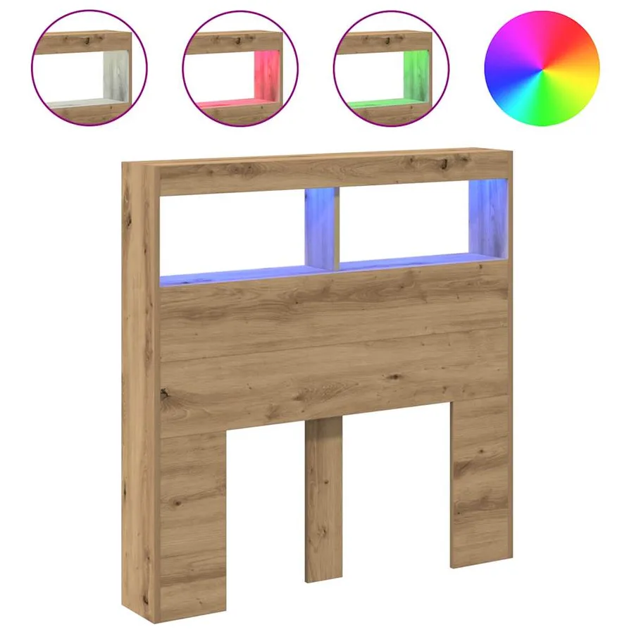Armoire tête de lit avec LED chêne artisanal 100x17x102 cm - 2