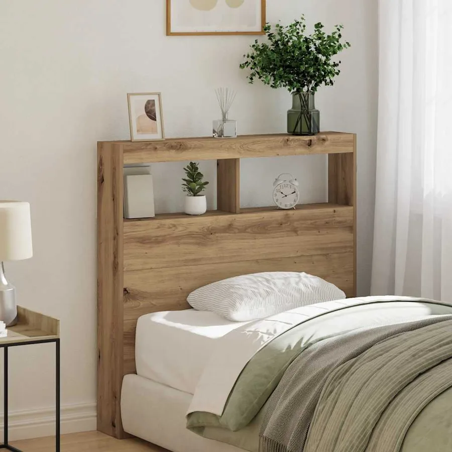 Armoire tête de lit avec LED chêne artisanal 100x17x102 cm - 4