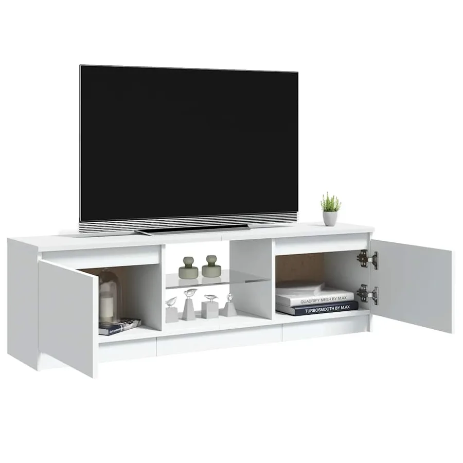 Meuble TV avec lumières LED Blanc 120x30x36 cm - 7