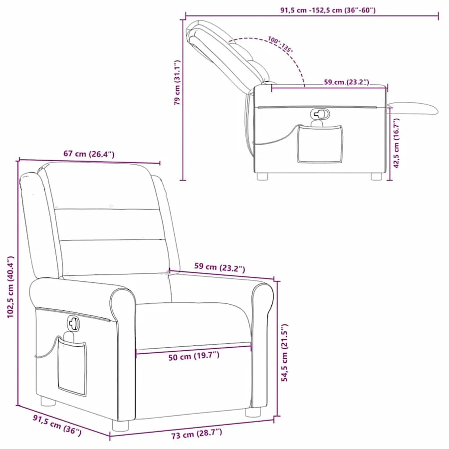 Fauteuil de massage inclinable Taupe Tissu - 13