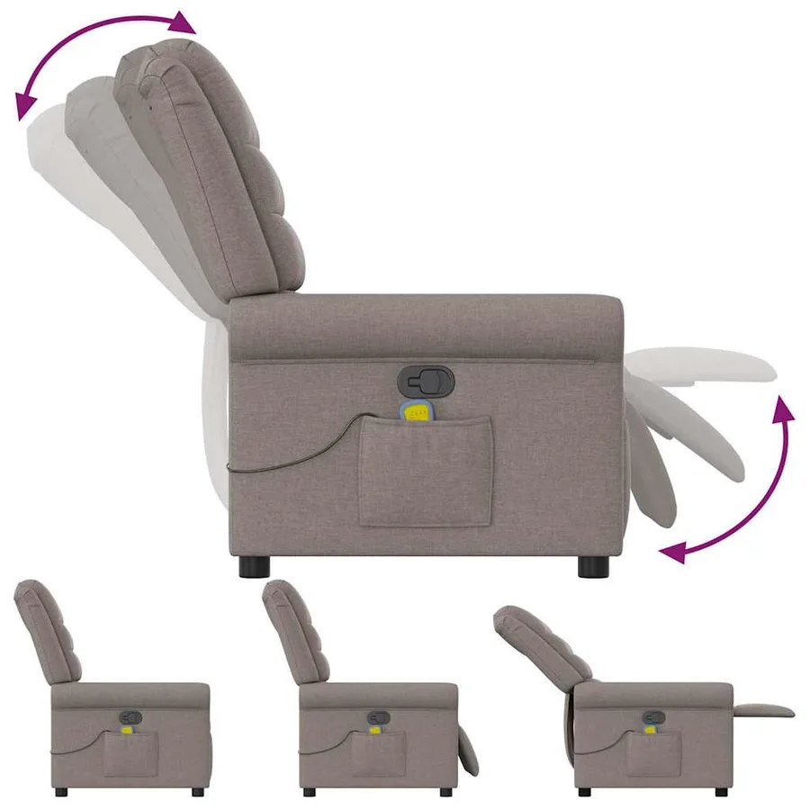 Fauteuil de massage inclinable Taupe Tissu - 6