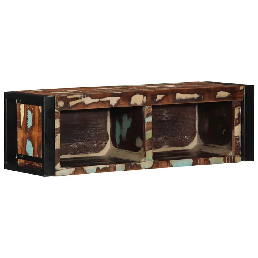 Meuble TV multicolore 80x30x25 cm bois de récupération solide - 11