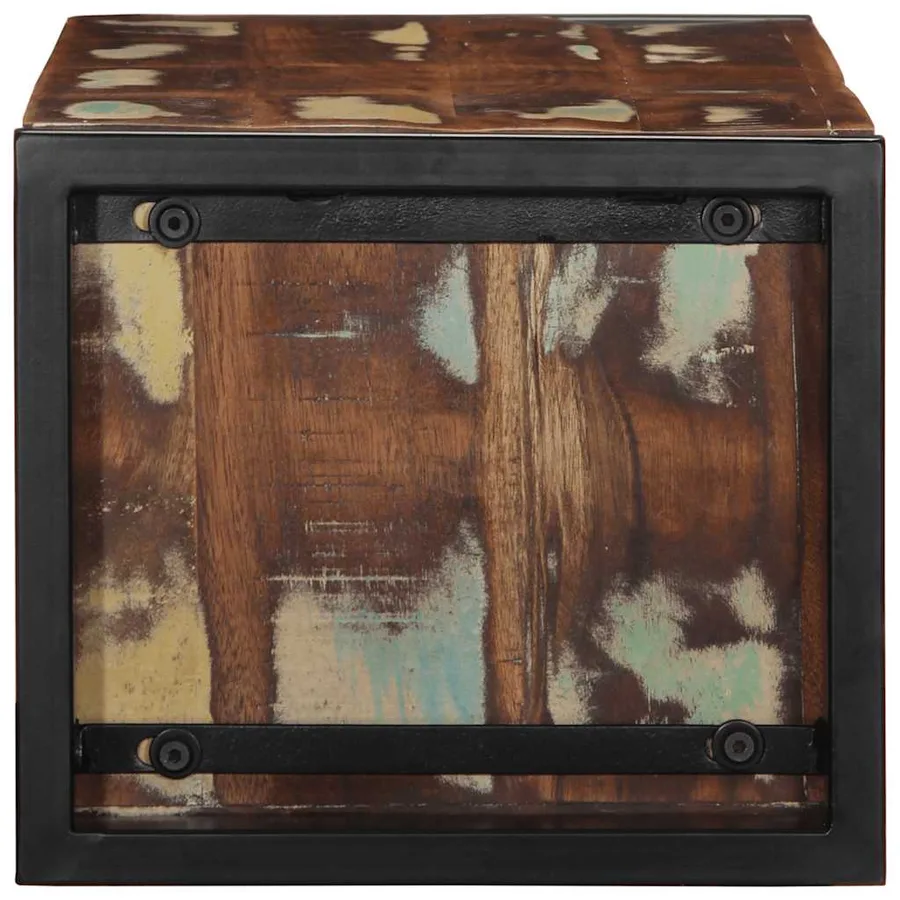 Meuble TV multicolore 80x30x25 cm bois de récupération solide - 3