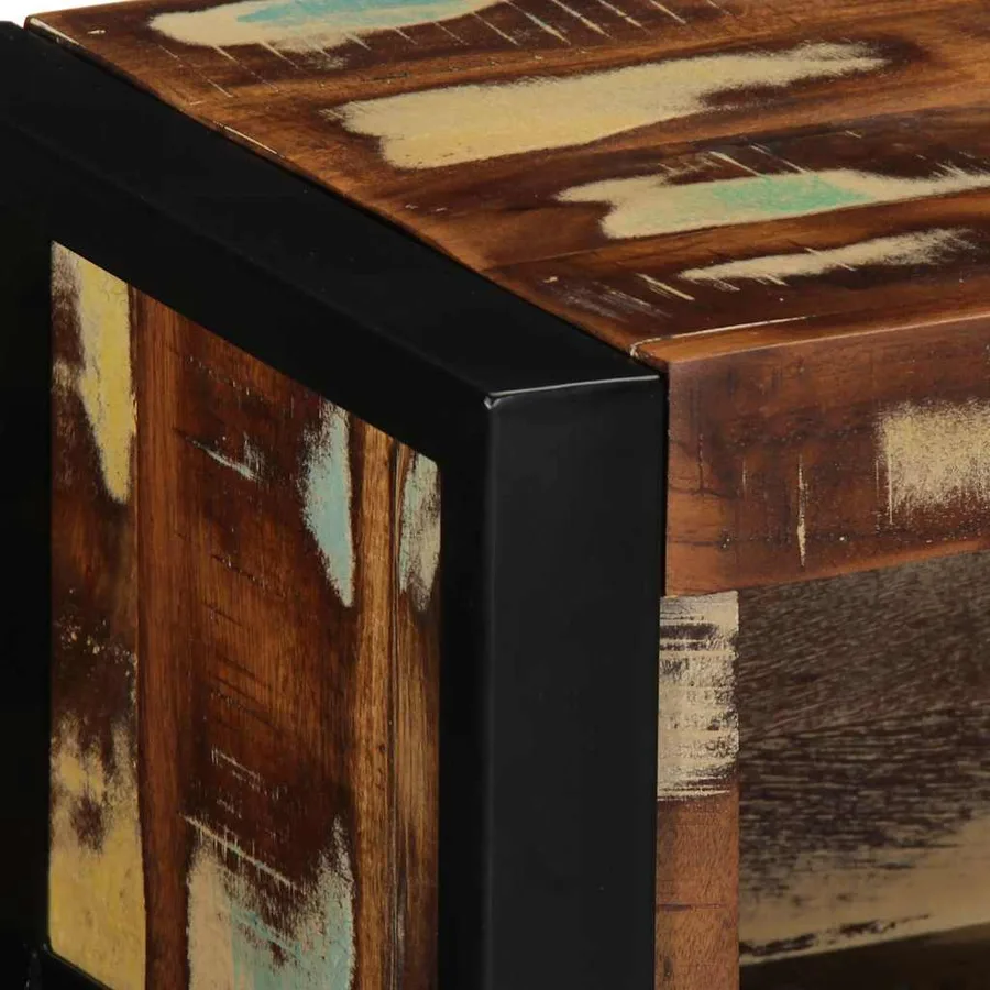 Meuble TV multicolore 80x30x25 cm bois de récupération solide - 5