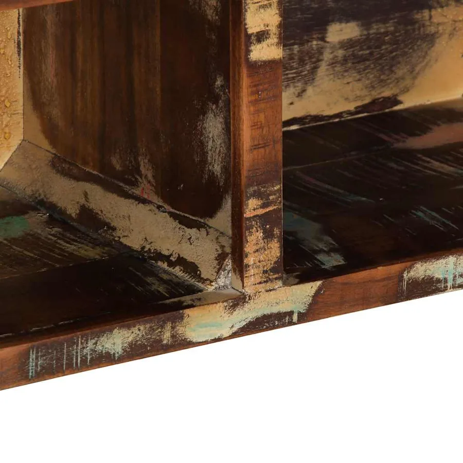 Meuble TV multicolore 80x30x25 cm bois de récupération solide - 6