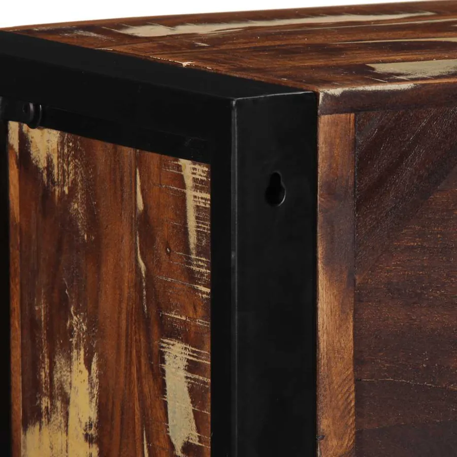 Meuble TV multicolore 80x30x25 cm bois de récupération solide - 7