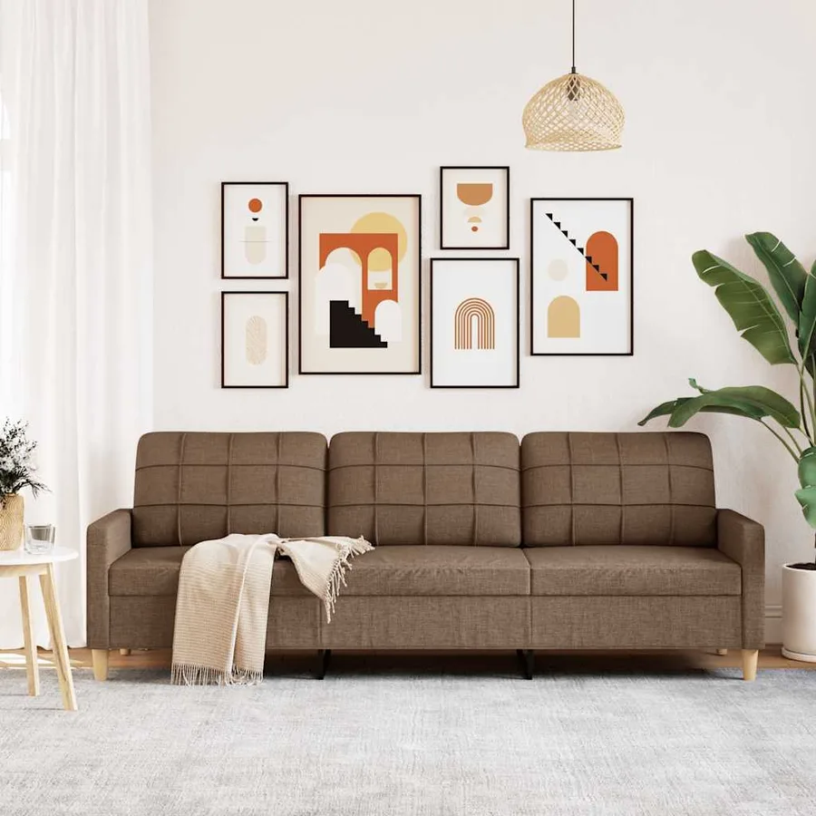 Canapé à 3 places Marron 210 cm Tissu - 3