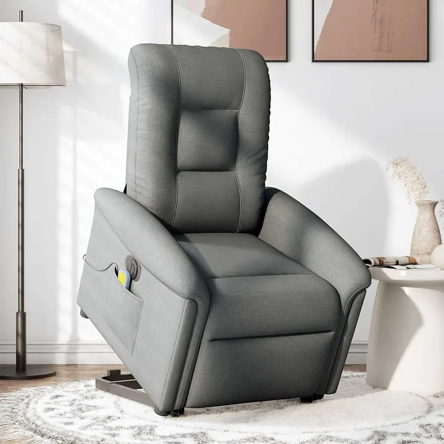 Fauteuil inclinable de massage électrique Gris foncé Tissu - 2