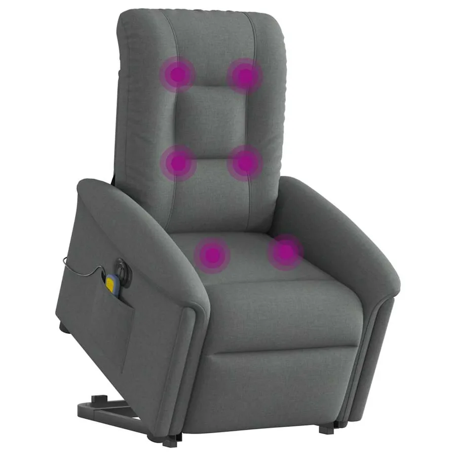 Fauteuil inclinable de massage électrique Gris foncé Tissu - 3