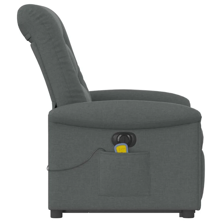 Fauteuil inclinable de massage électrique Gris foncé Tissu - 6
