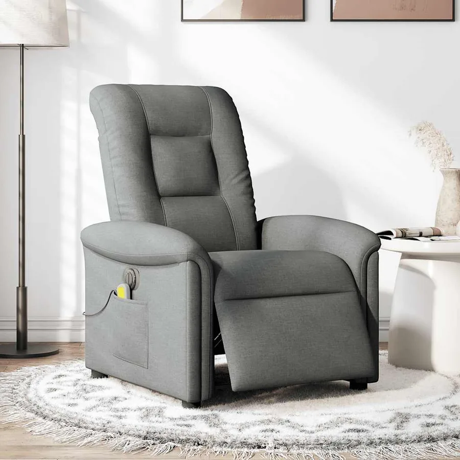 Fauteuil inclinable de massage électrique gris foncé tissu - 2