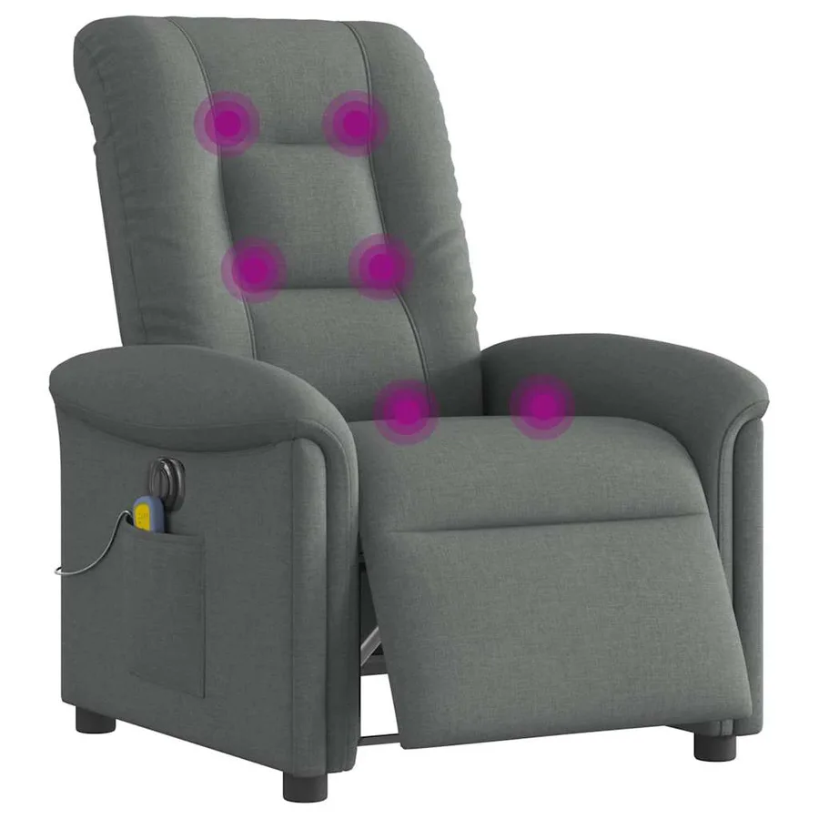 Fauteuil inclinable de massage électrique gris foncé tissu - 3
