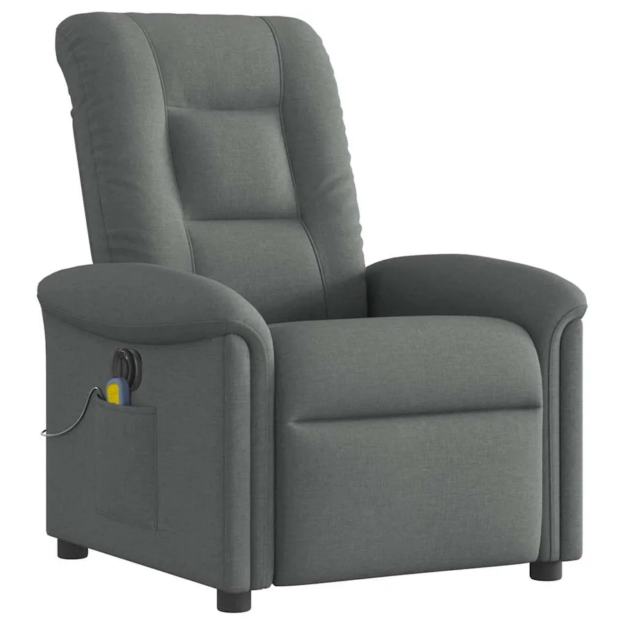 Fauteuil inclinable de massage électrique gris foncé tissu - 4
