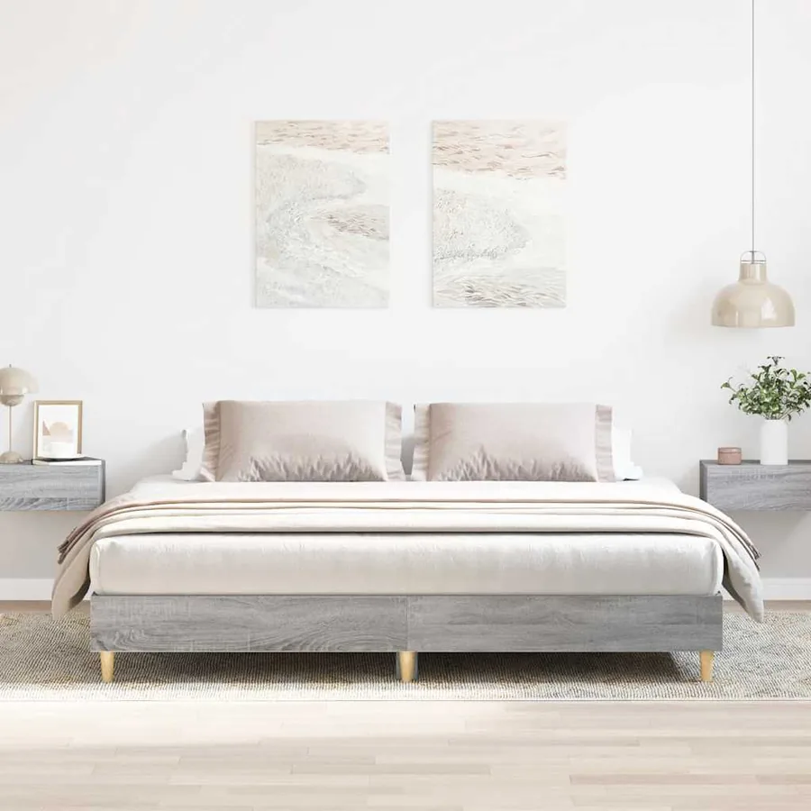 Cadre de lit sans matelas sonoma gris 200x200 cm
