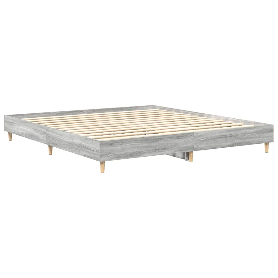 Cadre de lit sans matelas sonoma gris 200x200 cm - 4