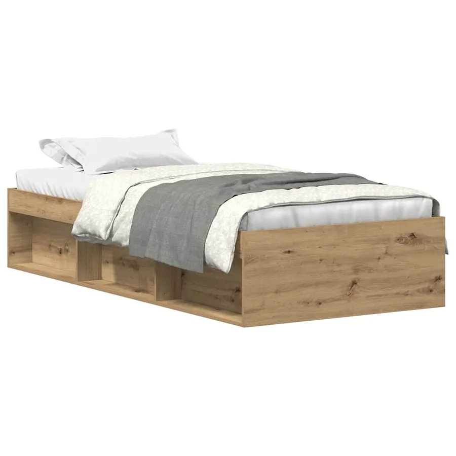 Cadre de lit sans matelas chêne artisanal 100x200 cm - 2